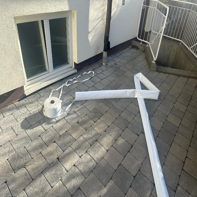 Reliningsstrumpa och förstärkningsmaterial redo för installation i Sundbyberg. RR Syd använder högkvalitativt material för hållbar avloppsrenovering utan rivning.